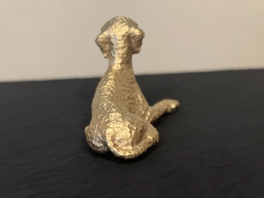 The same goldendoodle commission seen from behind, showing the coat texture.